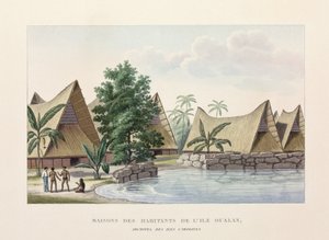 Arkitekturhus på Oualan, Carolineöarna av Frederick (attr. to) Barnard