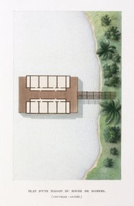 Arkitektur Plan av ett hus vid tillflyktsort Doreri av Frederick (attr. to) Barnard