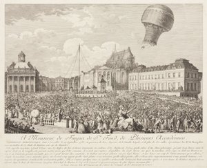 Bestigning av en Montgolfier-ballong i Versailles av Frederick (attr. to) Barnard
