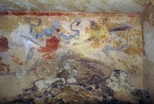 Blå demon med ormar, fresco, Tomb of Blue Demons, Necropolis of Tarquinia (UNESCOs världsarvslista, 2004), Lazio, Italien Etruskisk civilisation, 500-talet f.Kr.
