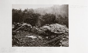 Breastworks på Little Round Top Hill, Gettysburg, Pennsylvania, juli 1863 av Ferdinand Georg Waldmuller