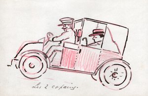 Bil med förare. omkring 1910 (ritning) av . .