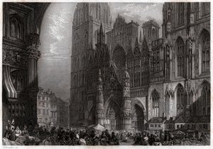 Cathedrale de Rouen, cirka 1850 (gravyr) av . .