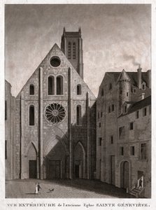 Kyrkan Sainte Genevieve, tidigt 1800-tal (gravyr) av . .