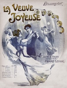 Par som dansar vals Ballsirenen. cirka 1910 (illustration) av . .