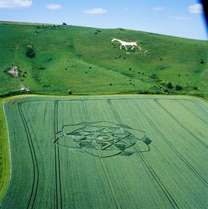 Grodcirkel i vetefält, Milk Hill, Alton Priors, Vale of Pewsey, Wiltshire av Ferdinand Georg Waldmuller