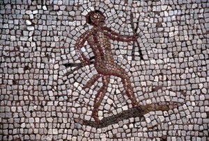 Dansare, mosaik i den antika hamnen i Kos, ön Kos, Grekland, romersk civilisation (foto)