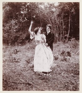 Edwardianskt porträtt, par med en gunga av John Pardon