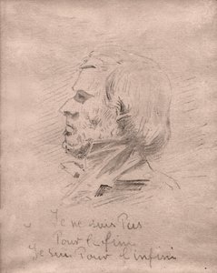 Eugene Delacroix "Jag är inte för mål, jag är för oändlighet." cirka 1850 (ritning) av . .