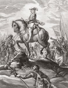 Ferdinand av Österrike leder trupper över Alperna, juli 1634 av . .