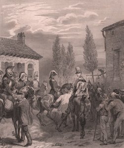 Fransk armé går in i Belgien, augusti 1831, stålgravyr på porslinspapper av William Walcutt