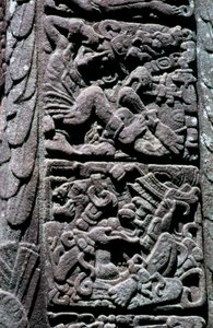 Hieroglyfer på Stela D i Quirigua, Izabal, Guatemala, sen klassisk period, ca 600-900 e.Kr. (foto) av Hippolyte Lalaise Devéria