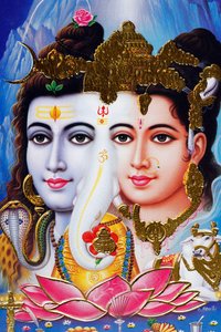 Hinduisk gud Shiva och gudinnan Parvathi. av . .