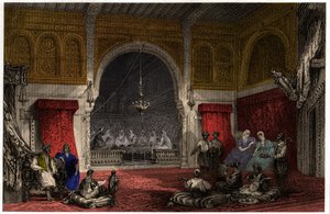 Interiör i Algeriet, cirka 1840 (gravyr) av . .