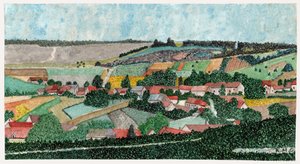 Landskap på den franska landsbygden, ca 1950 av . .