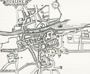 Karta över Dublin, Irland 1610, från Our Own Country publicerad 1898 av Ferdinand Georg Waldmuller