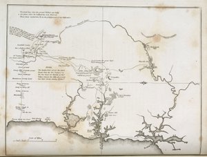 Karta över Sydney och omgivande områden, Australien, ca 1798 av Frederick (attr. to) Barnard