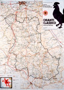 Karta över Chianti classico-området.