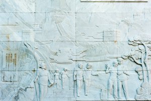 Marmorrelief föreställande människor; Bra vägg; Jinshanling avsnitt; Folkrepubliken Kina av Frederick (attr. to) Barnard