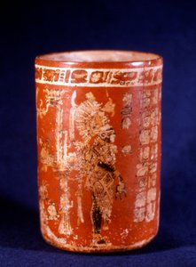 Mayan Funerary Vase från Uaxactun, Guatemala, Tepeu-fasen (keramik)