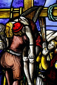 Museet för katedralen i Milano. Fönster i målat glas. Kristi avsättning. 1500-talet. Italien. av . .
