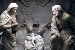 Julkrubba. Skulptur. San Donato kyrka. Genua. Italien. av . .