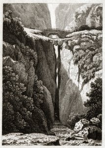 Naturliga broar i Icononzo, Colombia. ca. 1840 (gravyr) av . .