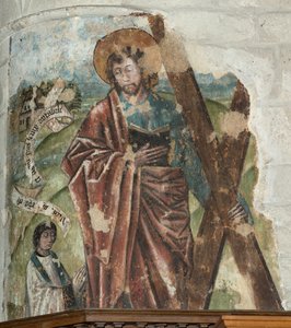 Sockenkyrka (Vår Fru församlingskyrka). Interiör. Kören. Väggmålning. av . .