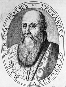 Porträtt av Leonardo Ottoboni (1500-1600-talet), Venedigs storkansler, gravyr av William Walcutt