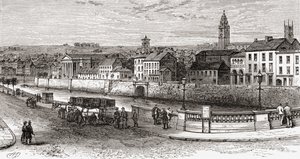 Shandon vid floden Lee, County Cork, Irland i slutet av 1800-talet, från Our Own Country publicerad 1898 av Ferdinand Georg Waldmuller