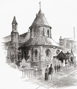Temple Church, London, England, sedd här på 1800-talet. av . .