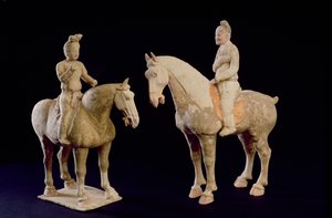 Två ryttare, kinesiska, Tang-dynastin (618-906) (terrakotta) av Hippolyte Lalaise Devéria
