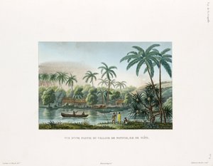 Utsikt över en by vid Matavai, ön Tahiti av Frederick (attr. to) Barnard