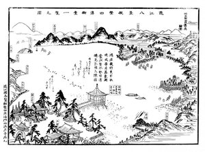 Omi Hakkei alla vyer på ett ark av Hiroshige
