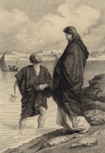 Jesus och Sankt Peter av after Albert Robida