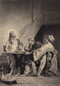 Jesus och lärjungarna i Emmaus av after Albert Robida