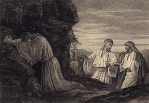 Jesus i bön av after Albert Robida