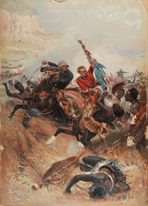 Löjtnanter Melville och Coghill Saving the Colours, Zulukriget 1879, 1881 (chromolitho)