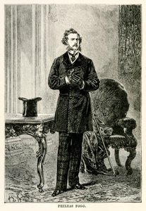 Phileas Fogg, från Around the World in Eighty Days av Jules Verne (1828-1905), graverad av Louis Dumont (f.1822) 1873