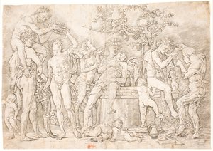 Bakkanal ved vinkarret av after Andrea Mantegna