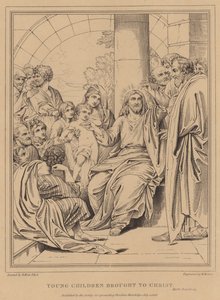 Små barn förda till Kristus, Mark av after Benjamin West