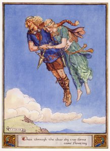 Sedan kom två former flytande genom den klara himlen av after Charles Edmund Brock