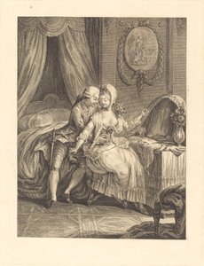 Dame a sa toilette av after Charles Eisen