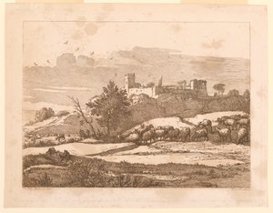 Landskap med ett slott av after Claude Lorrain