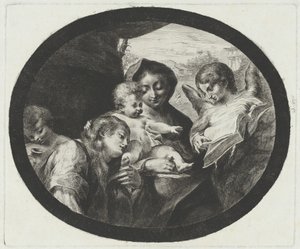 Jungfrun och barnet med änglar av after Correggio Vivant Denon