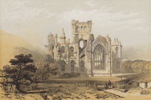 Melrose Abbey, från öst (chromolitho)