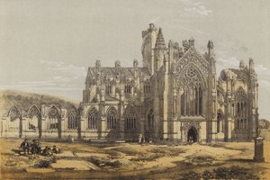 Melrose Abbey, från söder (chromolitho)