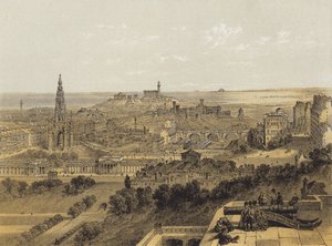 Utsikt över Edinburgh från slottet (chromolitho)