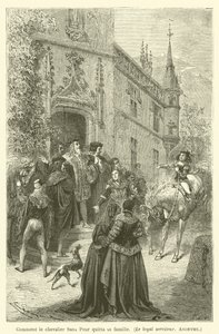 Hur den orädde riddaren lämnade sin familj, den lojale tjänaren, anonym av after Emile Antoine Bayard