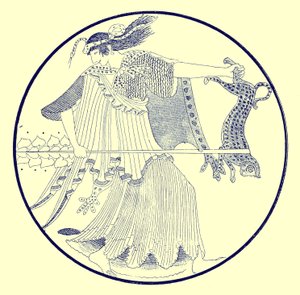 Maenad, illustration från Greek Vase Paintings av J. E. Harrison och D. S. MacColl, publicerad 1894 (digitalt förbättrad bild) av after English School